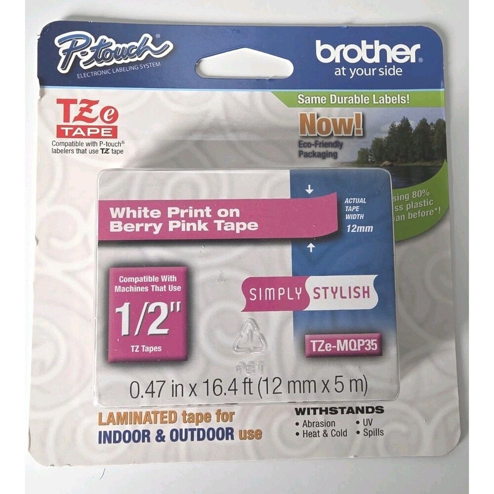 Brother P-Touch TZE Tape Simply Stylish Berry Pink 12mm x 5M 0.47 x 16.4 ft